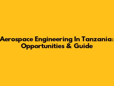 Aerospace Engineering In Tanzania: Opportunities & Guide