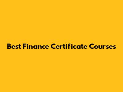 Best Finance Certificate Courses