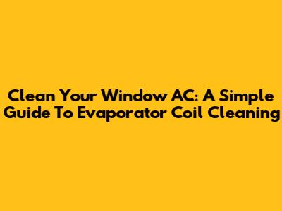 Clean Your Window AC: A Simple Guide To Evaporator Coil Cleaning