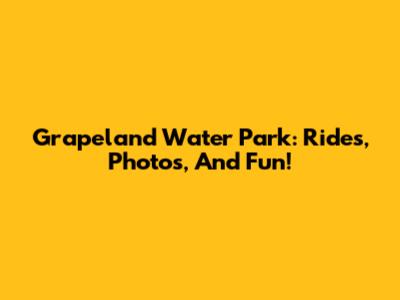 Grapeland Water Park: Rides, Photos, And Fun!