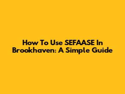 How To Use SEFAASE In Brookhaven: A Simple Guide