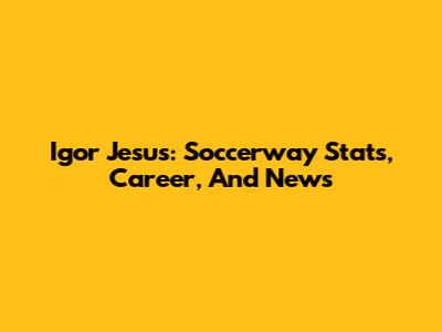 Igor Jesus: Soccerway Stats, Career, And News