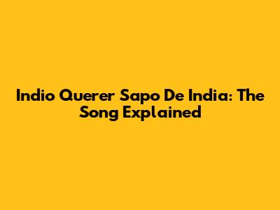Indio Querer Sapo De India: The Song Explained