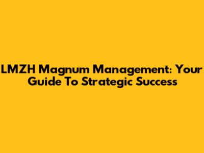 LMZH Magnum Management: Your Guide To Strategic Success