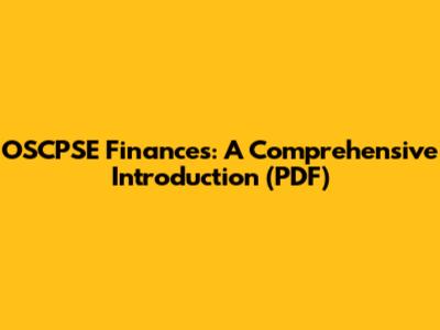 OSCPSE Finances: A Comprehensive Introduction (PDF)