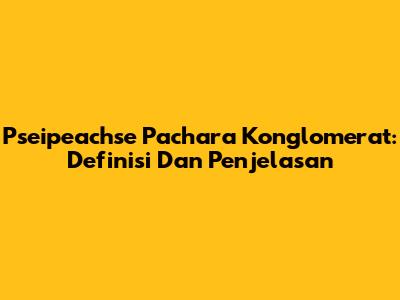 Pseipeachse Pachara Konglomerat: Definisi Dan Penjelasan