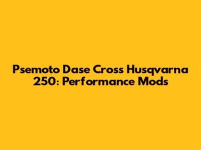 Psemoto Dase Cross Husqvarna 250: Performance Mods