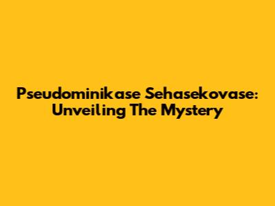 Pseudominikase Sehasekovase: Unveiling The Mystery