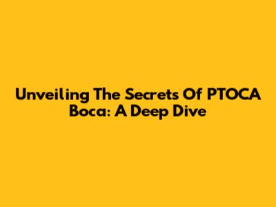 Unveiling The Secrets Of PTOCA Boca: A Deep Dive