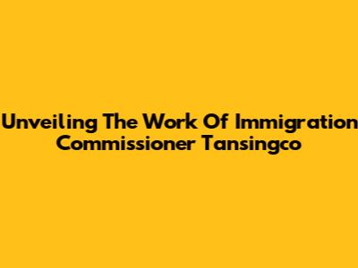 Unveiling The Work Of Immigration Commissioner Tansingco